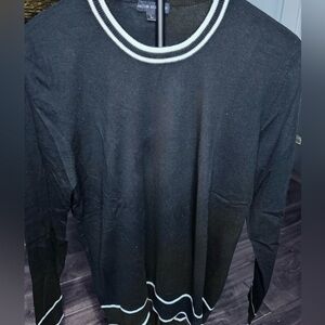 Jacob Holston Black Silk/Cashmere Sweater with White Accents